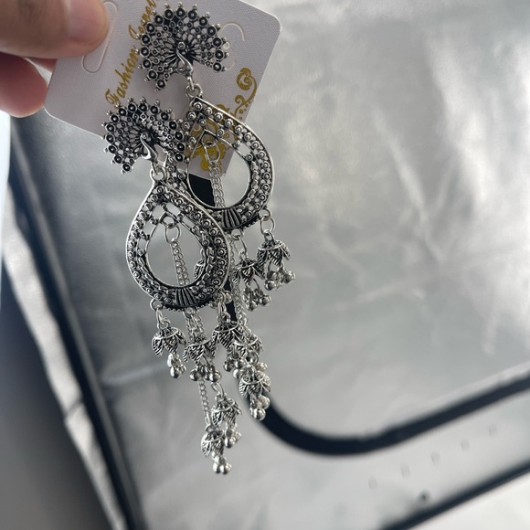 Ethnic Dangle Earring Sets Women Vintage Silver Long Tassel Bell Drop - Picture 3 of 4